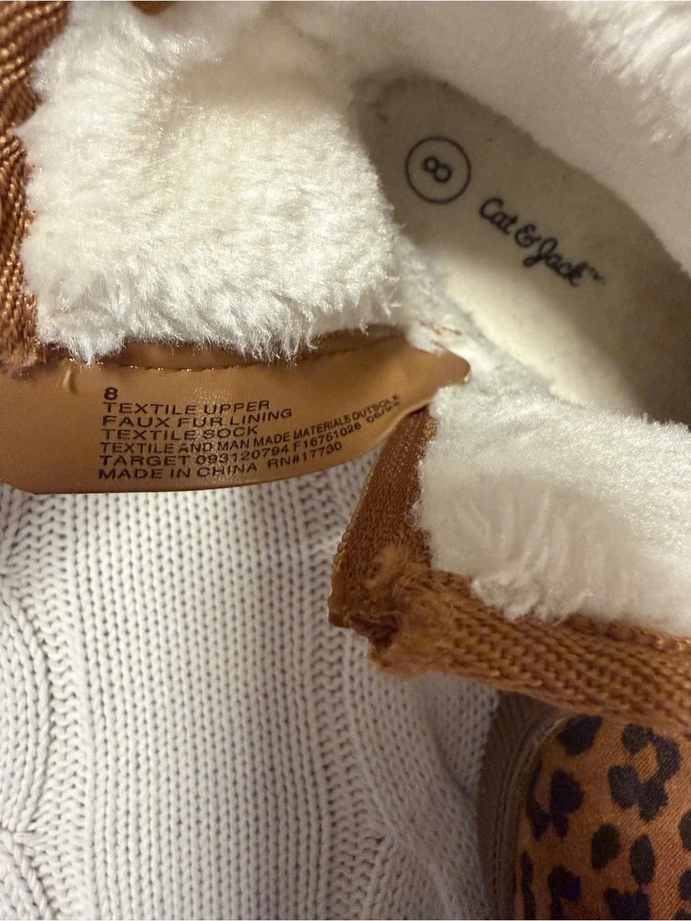Cat & Jack Toddler Arlo Faux Fur Lined Leopard Print Ankle Boots Size 8